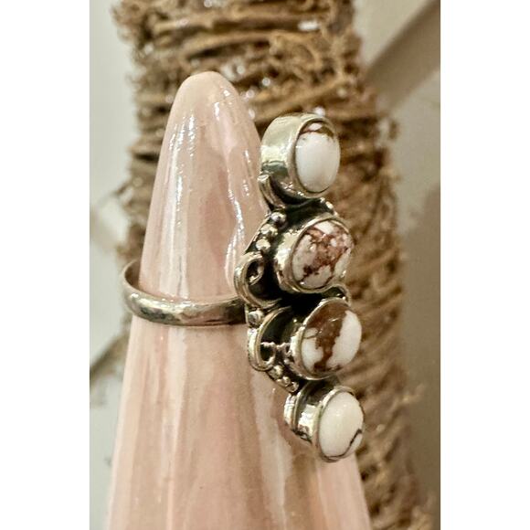 Wild Horse Jasper Four Stone Ring Adjustable Size 5-10 - Picture 2 of 4